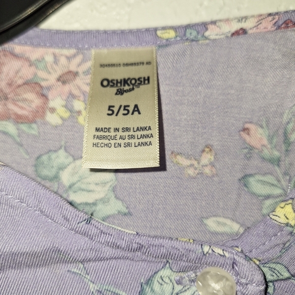 Oshkosh B'Gosh Purple Floral Print Dress Toddler Size 5 - Picture 6 of 8